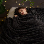 NEWCOSPLAY Super Soft Queen Blanket Grey Premium Silky Flannel Fleece 3D Ribbed Jacquard Lightweight Bed Blanket All Season Use (Grey Ribbed, Queen(90"x90"))