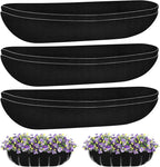 Riare 6 Pack 36 Inch Black Felt Window Box Liners- Fabric Trough Planter Basket Liners Replacement, Non-Woven Hanging Plant Liner for Wall Hanging Basket, Garden Fence Railing (Avoid Bird Nesting)