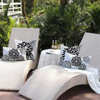 DFXSZ Black Grey Flower Pillow Covers 12x20 Inch Set of 2 White Gray Colored Throw Pillows Outdoor Waterproof Decor for Living Room Sofa Patio Funiture Garden Floral Polyester Pillow Covers 002I12