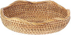 Hipiwe Natural Rattan Tray 8.5" Wicker Storage Bowls Hand Woven Basket Tray for Bread Fruit Key Round Fruit Baskets for Kitchen Entryway Tabletop Decorative Baskets Bowl