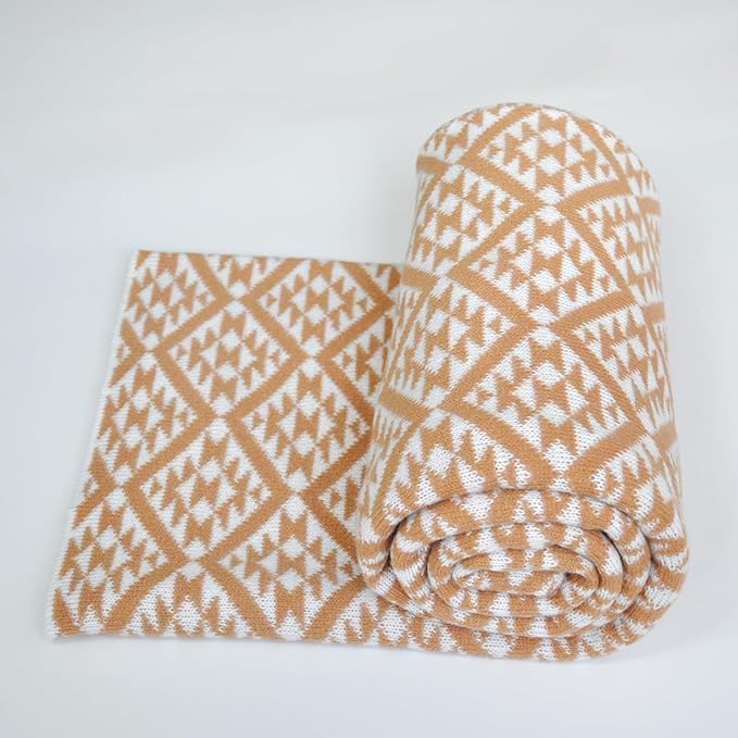 Knitted Full Size Throw Blanket - Lightweight Breathable Summer Soft Blanket of Polyester Imitation Cotton for Anti-Static,Luxury Throws for Bed, Couch and Sofa,Cozy Decorative Blankets,D2