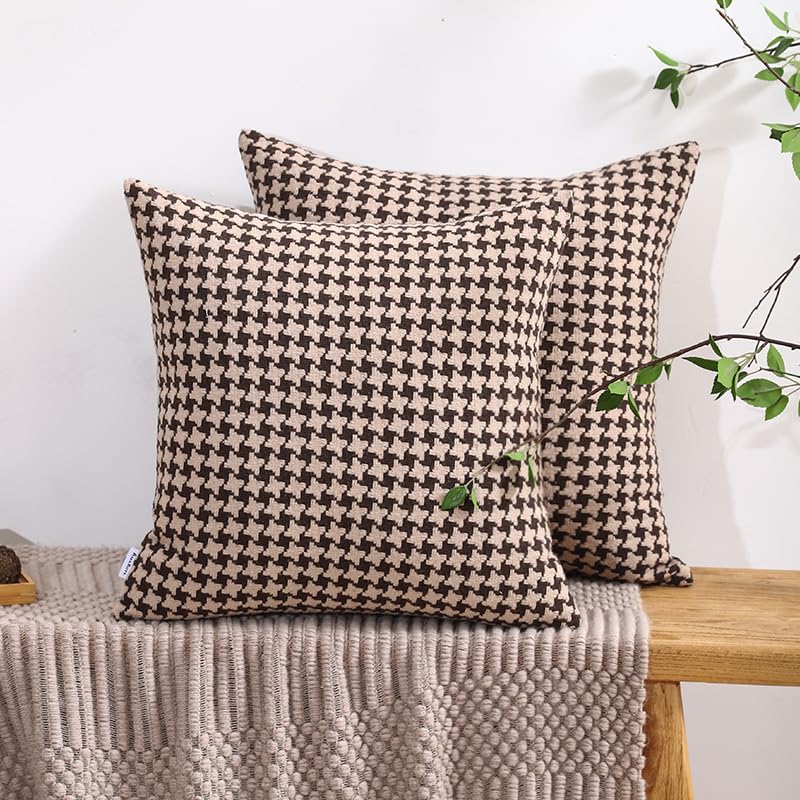 The Perfect Combination of AMAROTI Coffee Color and Gray, Exquisite Windmill Texture Pattern, 18X18 inch Farmhouse Living Room Sofa More Upscale Enjoy Jacquard Craft and Velvet Texture Fabric - color: Coffee Pattern and Gray Pattern, size: 18" x 18" (Pack