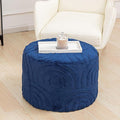 Asuprui Plush Fabric Ottoman Footrest – 20"x14" Soft Foam Pouf with Removable Cover Perfect for Living Room, Bedroom & Dorm(Dark Blue)