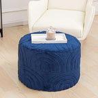 Asuprui Plush Fabric Ottoman Footrest – 20"x14" Soft Foam Pouf with Removable Cover Perfect for Living Room, Bedroom & Dorm(Dark Blue)