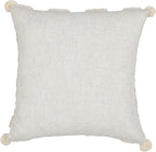 Boho Pillow Covers 18X18 Inch Boho Tufted Linen Throw Pillow Covers Decorative Pompoms Cushion Cover Farmhouse Pillow Case for Couch Sofa Bed Living Room Bedroom,Cream White