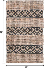 SAFAVIEH Natural Fiber Collection Accent Rug - 4' x 6', Charcoal & Natural, Handmade Boho Farmhouse Rustic Jute & Cotton, Ideal for High Traffic Areas in Entryway, Living Room, Bedroom (NFB653H)