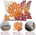DFXSZ Orange Wine Red Flower Pillow Covers 18x18 Inch Set of 2 Outdoor Throw Pillows Outdoor Waterproof Decor for Living Room Sofa Patio Funiture Garden Floral Polyester Pillow Covers 002S18