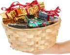 TOPZEA 10 Pack Round Gift Baskets, 8 Inch Natural Bamboo Woven Fruit Basket, Small Wicker Bread Roll Serving Basket, Food Storage Bin Handmade Baskets for Kitchen Restaurant Centerpiece Christmas