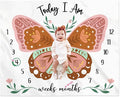 Boho Baby Blanket Butterfly Monthly Milestone Bohemian Floral Girl Photo Prop Sage Green and Pink Blanket Ideas for Personalized Baby Stuff Shower Newborn Decorations Nursery Gift Decor Mom