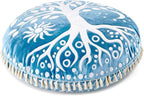 Hihealer Meditation Cushion, Large Velvet Floor Pillow for Yoga, Meditation & Mindfulness, Supportive Memory Foam Bolster (Blue)