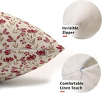 Brown Red Floral Pillow Covers 12x20 Set of 2 Vintage Rustic Old Style Cute Small Flower Print Rectangle Decorative Outdoor Pillowcases Farmhouse Throw Cushion Case Decor for Couch Sofa Bed