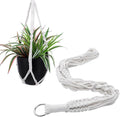 Macrame Plant Hanger Boho Hanging Planters Basket Rope for Indoor Plants Decorative Braided Cotton Rope Flower Pot Holder with Metal Hook Rings for Outdoor Home Decor, Ivory, 22 in