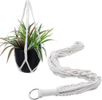 Macrame Plant Hanger Boho Hanging Planters Basket Rope for Indoor Plants Decorative Braided Cotton Rope Flower Pot Holder with Metal Hook Rings for Outdoor Home Decor, Ivory, 22 in