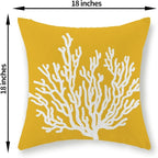 Coastal Pillow Covers 18x18 Inch Set of 2 Yellow Coral Starfish Throw Pillows Nautical Ocean Decorations Summer Linen Beach Pillowcase Outdoor Decor Farmhouse Cushion Case for Home Bedroom