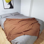 LOMAO Knitted Throw Blanket with Tassels Bubble Textured Lightweight Throws for Couch Cover Home Decor (Caramel, 60x90)