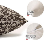 Dark Brown Pillow Covers 12x20 Set of 2 Vintage Floral Rustic Old Style Cute Flower Print Rectangle Decorative Outdoor Pillowcases Seasonal Farmhouse Throw Cushion Case Couch Sofa Bed Decor