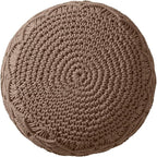 Ornavo Home Pouf Ottoman Foot Rest - 100% Cotton Pouffe - Hand Knitted Macrame Braid - Boho Round Stuffed Ottoman for Living Room, Bedroom - Taupe/Brown