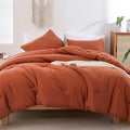 ROSGONIA Oversized King Comforter 128x120, 3pcs Super King Plus (1 Burnt Orange Comforter & 2 Pillowcases Lightweight Bedding Set Quilt