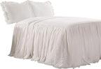 Lush Decor Ruffle Skirt Bedspread Set - 3-Piece Luxurious Farmhouse Bedding - Elegant Ruffle Detail - Timeless Style - Soft Lightweight Sheets - Full, White