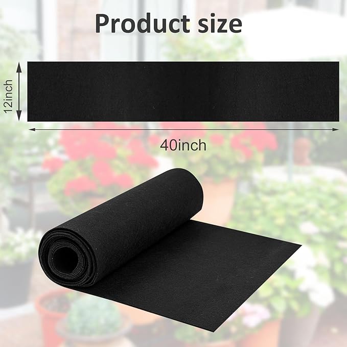 12 x 40 Inch Felt Planter Liner Roll Non-Woven Fabric Coconut Basket Liner Alternative Plant Liner Roll Black Coco Liners Roll Replacement Easy to Cut for Planter Hanging Flower Basket Window Box
