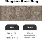 HUGEAR 3x10 Runner Rug Hallway Retro Brown Machine Washable Vintage Floral Low Pile Carpet Vacuumable Distressed Long Throw Rug Bedroom Office Bathroom Kitchen Laundry Non Slip Soft Lightweight