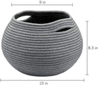 Goodpick Cute Round Cotton Rope Basket Woven Towel Baskets Bathroom Small Dog Toy&Cat Toy Storage Basket for Children Corner Plant Baskets Shelf Indoor, Gray, 10"D x 8.3"H
