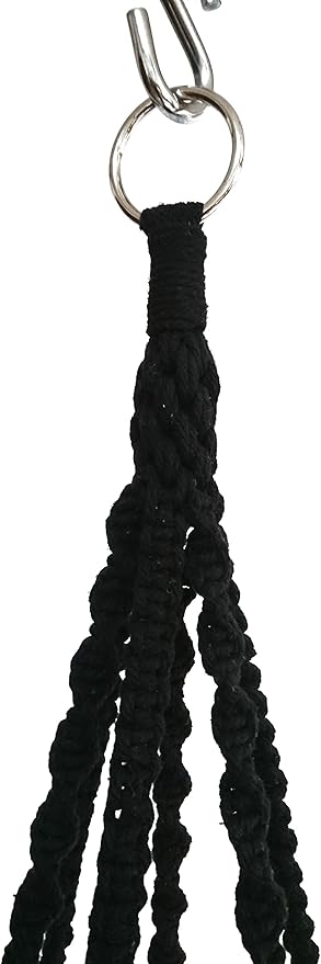 Plant Hanger Macrame Cotton 6 Legs 51 Inches in Tan and Green Color for Indoor Outdoor, Living Room, Kitchen, Deck, Patio, High and Low Ceiling with Size of 10-12 inches Without The Pot (Black)