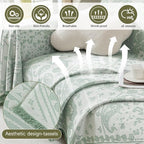 ROOMLIFE Green Couch Covers for Sofa, Sofa Covers Washable Non Slip Furniture Protector Couch Sofa Covers for 3 Cushion Couch, Breathable Sofa Slipcovers Couch Cover Blanket with Tassels 71" X 150"