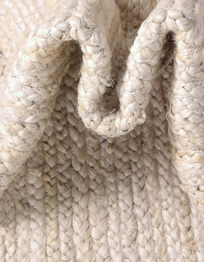 Unique Loom Braided Jute Collection Area Rug - Dhaka (7' 10" x 10' Oval, White)