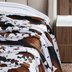 Macevia Flannel Fleece Twin Couch Blanket, Cow Print, Fuzzy Cozy Comfy Super Soft Plush Cowhide for Bed & Sofa, 260GSM, All Seasons (Cow-01, 60x80inches)