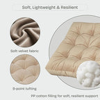 Floor Pillow for Sitting, Large Velvet Floor Seating Cushion for Adults, Tufted Big Pillow for Meditation, Yoga & Living Room, Machine Washable, 22x22 Inch, Beige