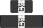 HappyTrends Kitchen Mat,17.3"x28"+17.3"x60" Black, Cushioned Comfort Anti-Fatigue Waterproof Floor Mat Kitchen Rugs, Thick Perfect Ergonomic Foam Standing mat for Kitchen, Home, Office, Laundry