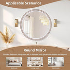 24 Inch Rustic Round Wall Mirror, Farmhouse Wooden Circle Bathroom Vanity Mirror for Entryway, Living Room, Bedroom & Hallway Home Decor
