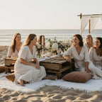 8 Pcs Outdoor Picnic Blanket 35"x35" Boho Blanket Woven Cotton Yarn Portable Mat Plaid with Fringe Washable for Picnic Party Camping Beach Travel Lawn Indoor Bohemia Decor (White)