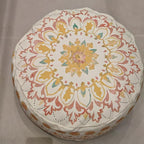 MOCOFO Round Bohemian Ottoman Pouf Cover, 18 Inch, Cotton Blend, Church Window Print, Living Room Storage Footrest, Cover Only (Light Tie-dye Pink)