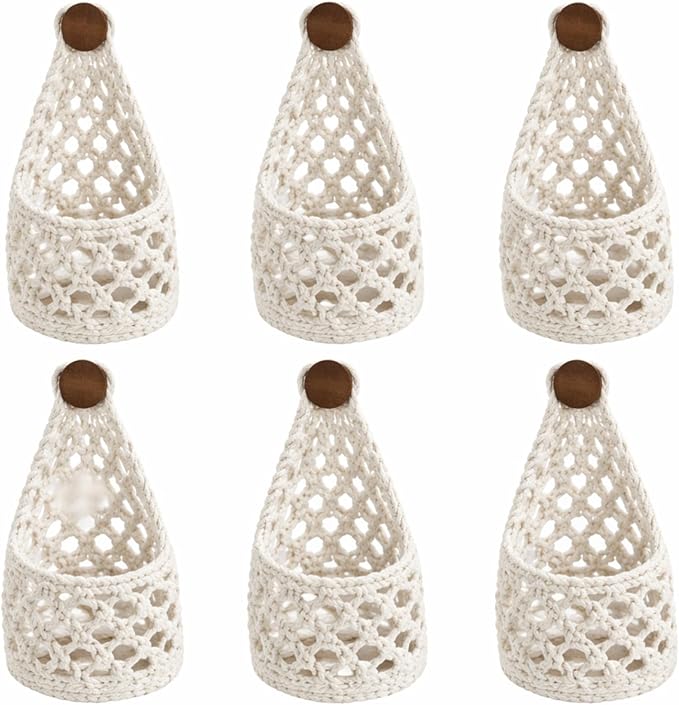 6 Pk Wall Planters for Indoor Macrame Plant Hanger Boho Wall Mounted Flower Baskets Hanging Planter, Plants and Pots are Not Included(White,4 x 8 Inch)