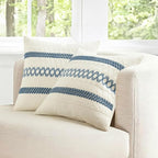 MIULEE Set of 2 Coastal Blue Boho Decorative Lumbar Pillow Covers 12x20 Inch Farmhouse Rustic Couch Throw Pillows Modern Summer Cushion Covers Retro Cute Macrame Woven Spring Decor for Bed Sofa Chair