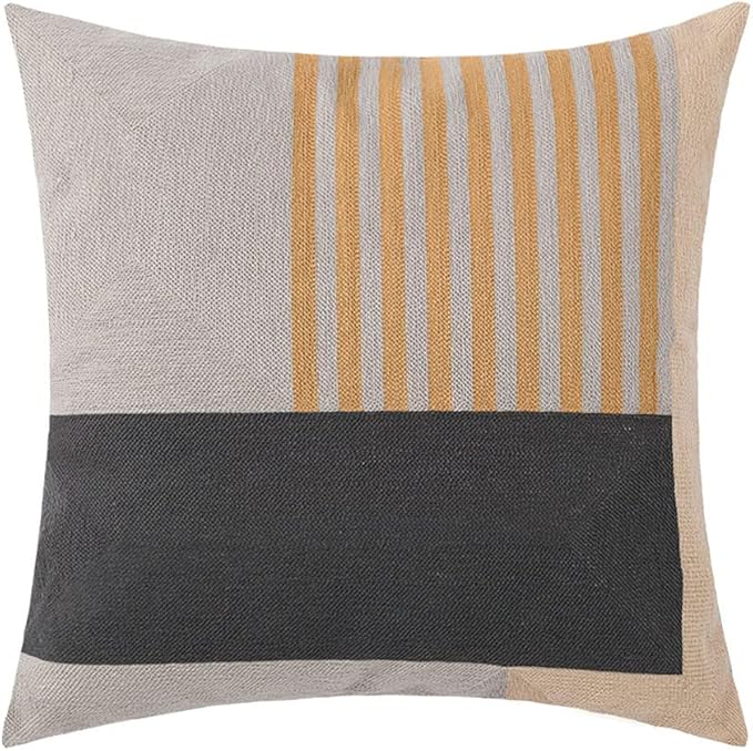 vctops Embroidery Cotton Decorative Throw Pillow Cover Boho Geometric Pattern Cushion Cover for Couch Sofa Bed (Geometric G,18"x18")