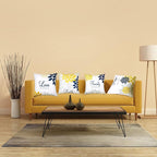Tatuo 4 Pcs Flower Pillow Covers Square Spring Pillow Cushion Cases 18 x 18 Inch Family Faith Hope Love Words Decorative Summer Winter Cushion Case for Bed Couch Sofa Living Room(Yellow Series)