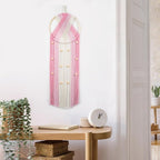 EOBTAIN Pink Macrame Wall Hanging Dream Catchers Pink and Beige Woven Tapestry Wall Art with Ombre Tassel, Boho Macrame Wall Decor for Bedroom Living Room Apartment Home,31.5L x9.84W Inch