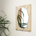 Mirror Wall Decor for Living Room Bedroom, Cottage Octagon Decorative Mirror Art for Modern Rustic Boho House, Geometric Hanging Wall Art Accent Above TV Desk Bed Table Decor, 15.6x11.6