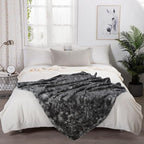 MACEVIA Throw Blanket for Couch Dark Gray, Faux Fur Fleece Flannel Blankets for Men and Women, Soft Lightweight Flannel Blanket for Chair Sofa Bed 260GSM, Suitable for All Seasons (Grey, 50"x60")