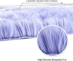 Softlife Square Faux Fur Sheepskin Chair Cover Seat Cushion Pad Super Soft Area Rugs for Living Bedroom Sofa (1.6ft x 1.6ft, Lavender) 1 pack