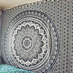 Popular Handicrafts Tapestry Wall Hanging Hippie Ombre Mandala Bohemian Hippy Psychedelic Design Indian Tapestries Bedspread 54 x 82 Inches (140cm x 210cm) Black Grey - color: Black Grey, size: 82"L x 54"W