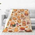 Capybaras Throw Blanket Soft Flannel Blanket 60"x50" in Bed Blanket Home Decor for Room Sofa Couch All Season