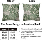 Sage Green Flower Pillow Covers 18X18 Inch Set of 2, Grey Gray Dahlia Floral Spring Summer Cream Decorative Throw Pillow Covers Outdoor Modern Farmhouse Cushion Case for Home Couch Sofa Bed Decor