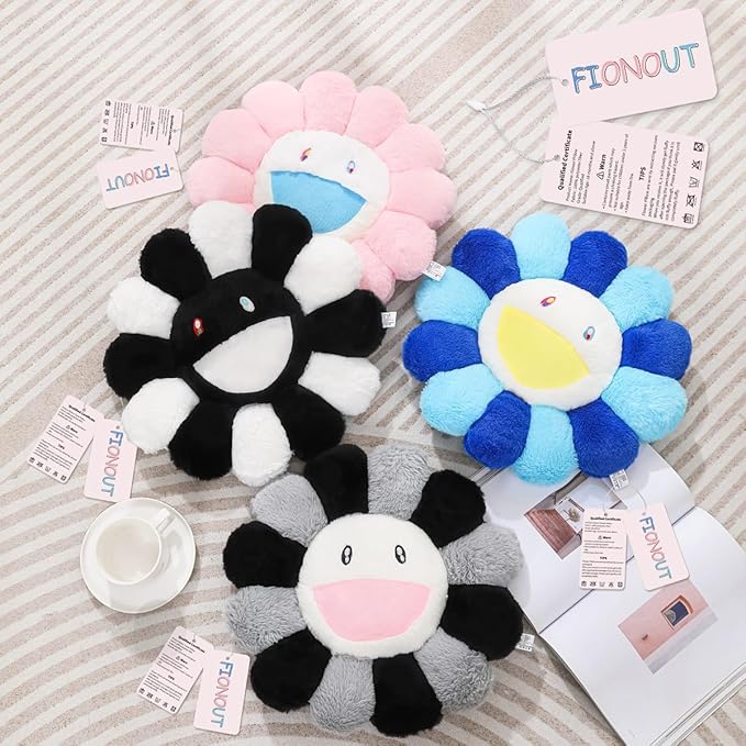 FIONOUT Flower Pillow, Daisy Shaped Throw Pillow, Flower Face Floor Cushions Floor Pillow, Colorful Sunflower Plush Pillow, Cute Room Decor Decorative Pillows for Sofa Bedroom Car (60CM/23.6in)