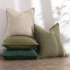 MIULEE Neutral Green Linen Pillow Covers Pack of 4 Decorative Natural Solid Throw Pillow Covers Accent Boho Farmhouse Couch Pillowcases Modern Spring Home Decor for Living Room Bed Sofa 18x18 Inch
