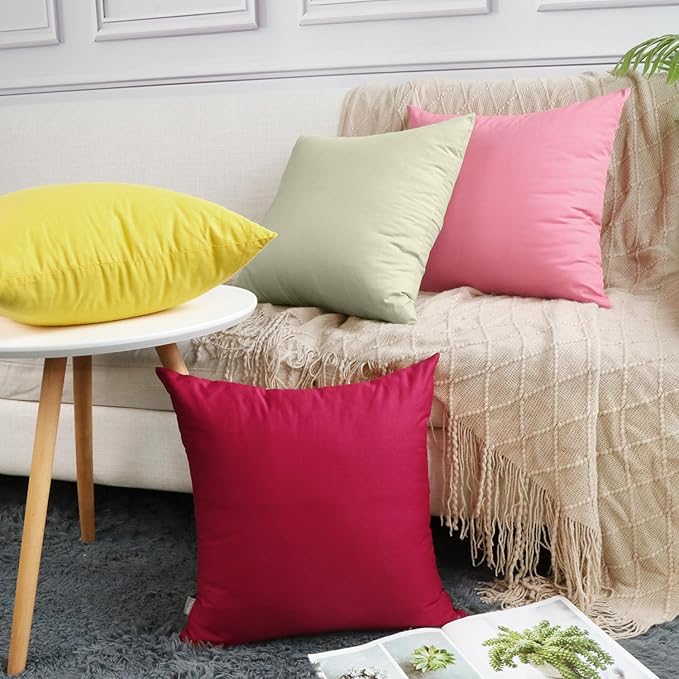 Thmyo 4-Pack 100% Cotton Comfortable Solid Decorative Throw Pillow Case Square Cushion Cover Pillowcase Sublimation Blank Pillow Covers DIY Throw Pillowcase for Sofa Bedroom(20x20 inch/ 50x50cm,Beige)