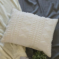 Tufted Pillow Shams Standard Ivory Set of 2 Boho Pillowcases Shabby Chic Decorative Textured Poms Cream Diamonds Moroccan Embroidery Farmhouse 20x26